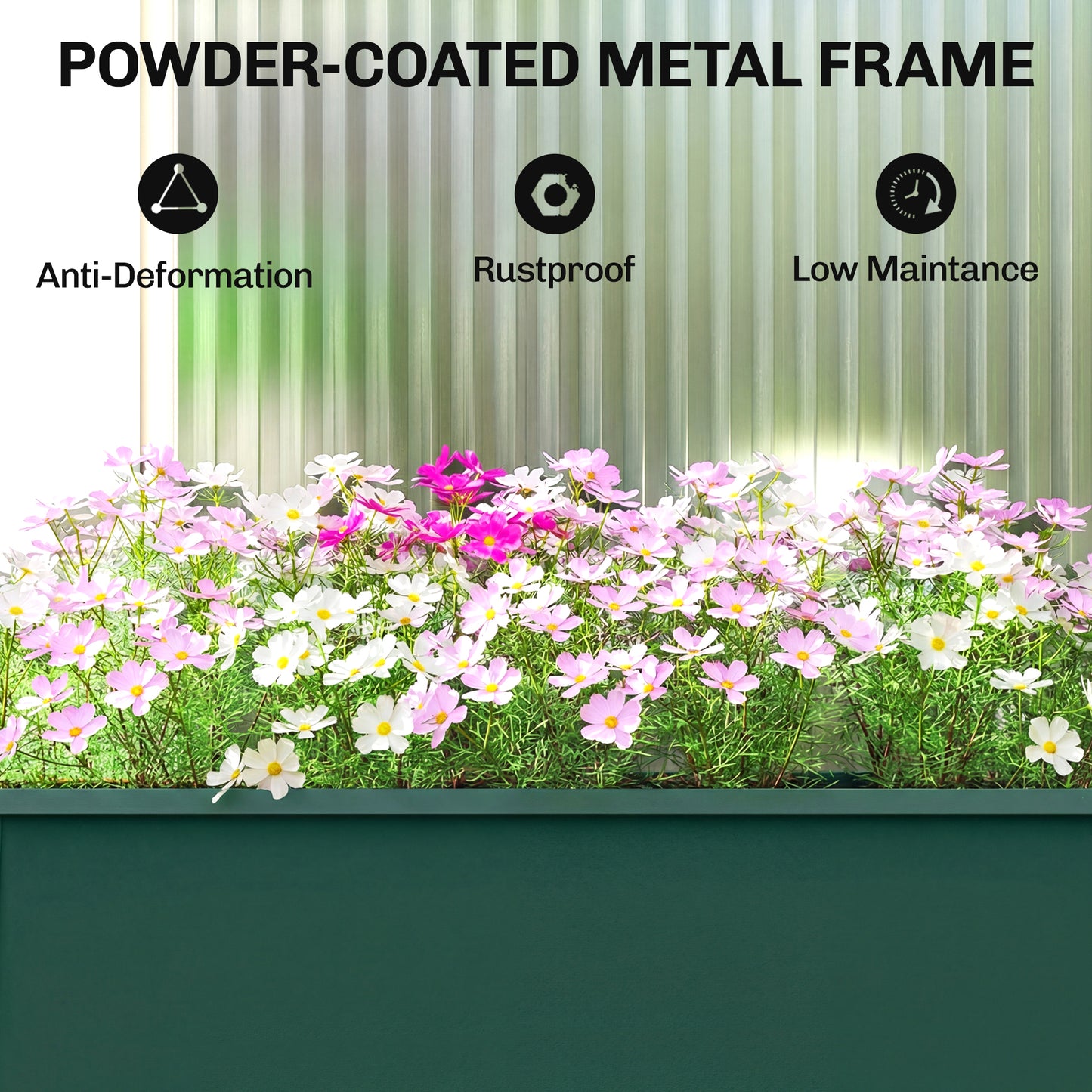 Outsunny Raised Planter, Metal Raised Garden Bed on Legs with Drainage Hole and Foot Covers, Green