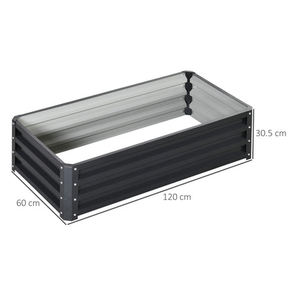 Outsunny Set of 2 Raised Beds for Garden, Galvanised Outdoor Planters for Herbs Vegetables, Use for Patio Balcony, Grey