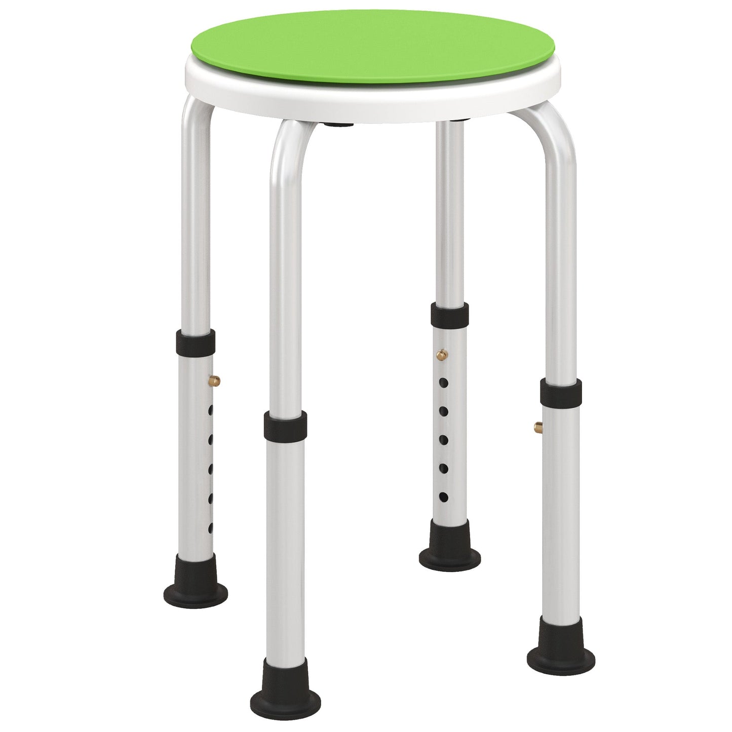 HOMCOM 360  Swivel Shower Chair, Height Adjustable Aluminium Shower Stool with Non-Slip Feet for Disabled, Elderly, Green