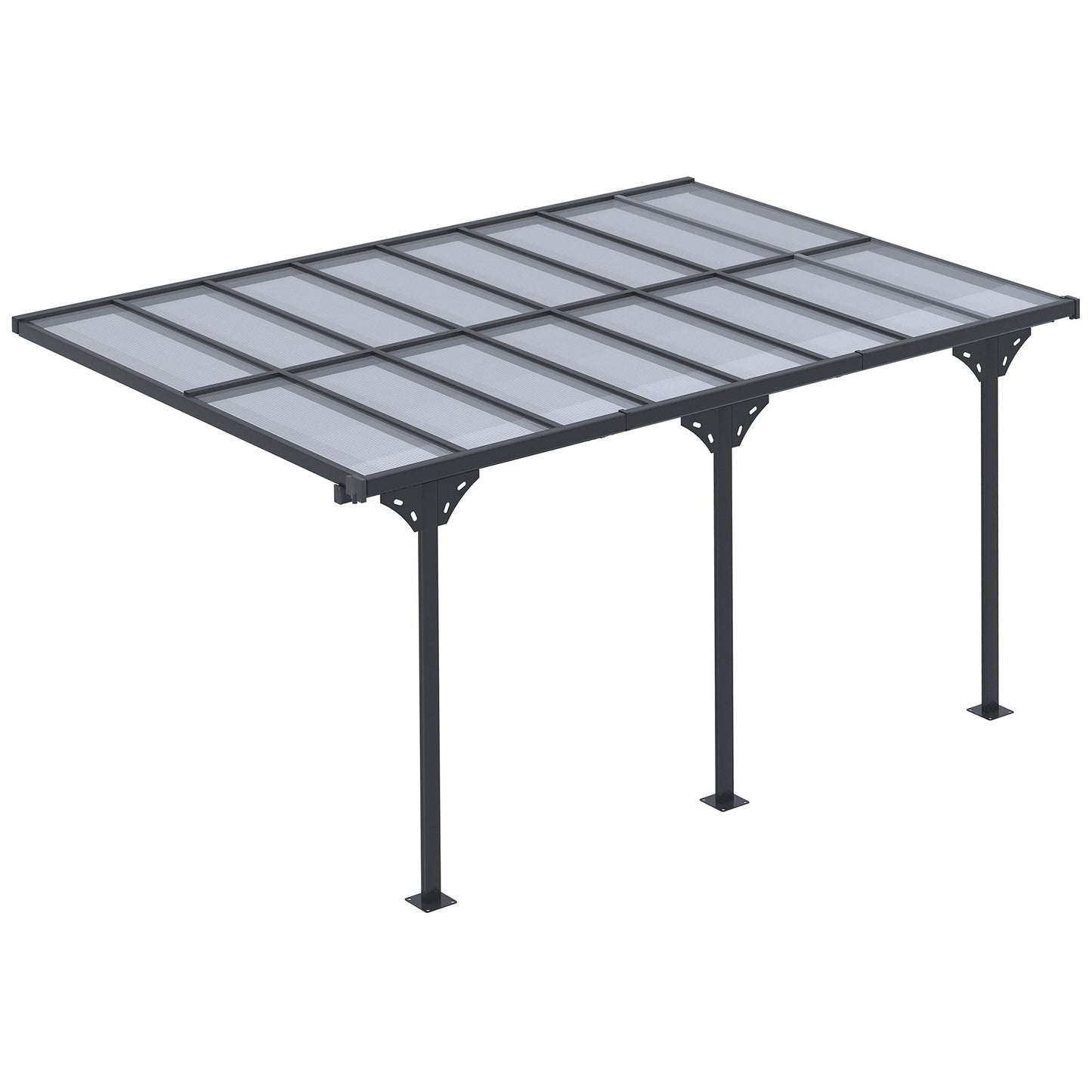 Outsunny 4.35 x 3m Outdoor Patio Gazebo Pergola, Retractable Pergola Canopy Aluminum Post & PC Roof, Grey