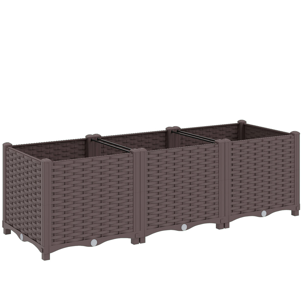 Outsunny Plastic Raised Garden Bed with Legs, Self Watering Elevated Planter Boxes with Drainage Holes and Plugs