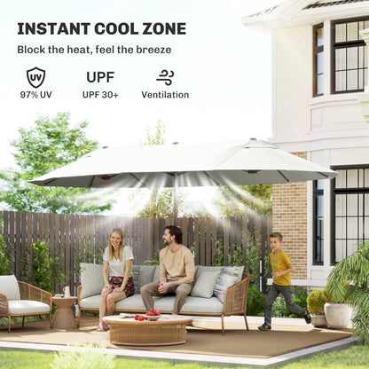Outsunny 4.6m Double Garden Parasol - Beige