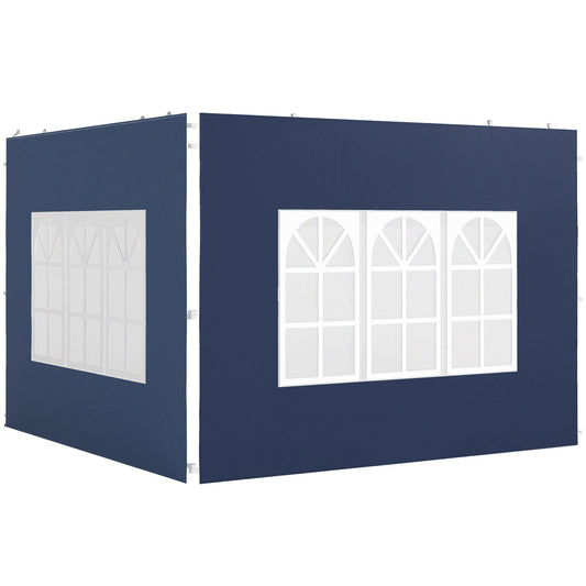 Outsunny Set of Two 3 x 3(m) Gazebo Frame Replacement Walls - Blue