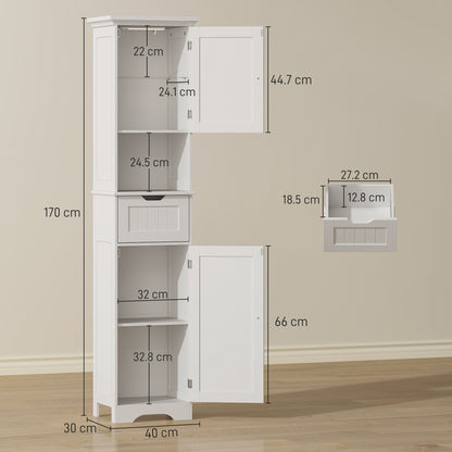 HOMCOM Slim Bathroom Storage Cabinet, with Sensor Lights - White