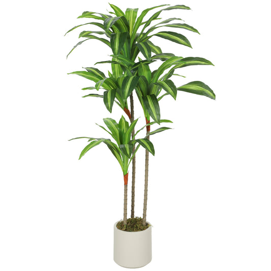 HOMCOM 120cm Artificial Dracaena Tree with Bendable Trunks - Green