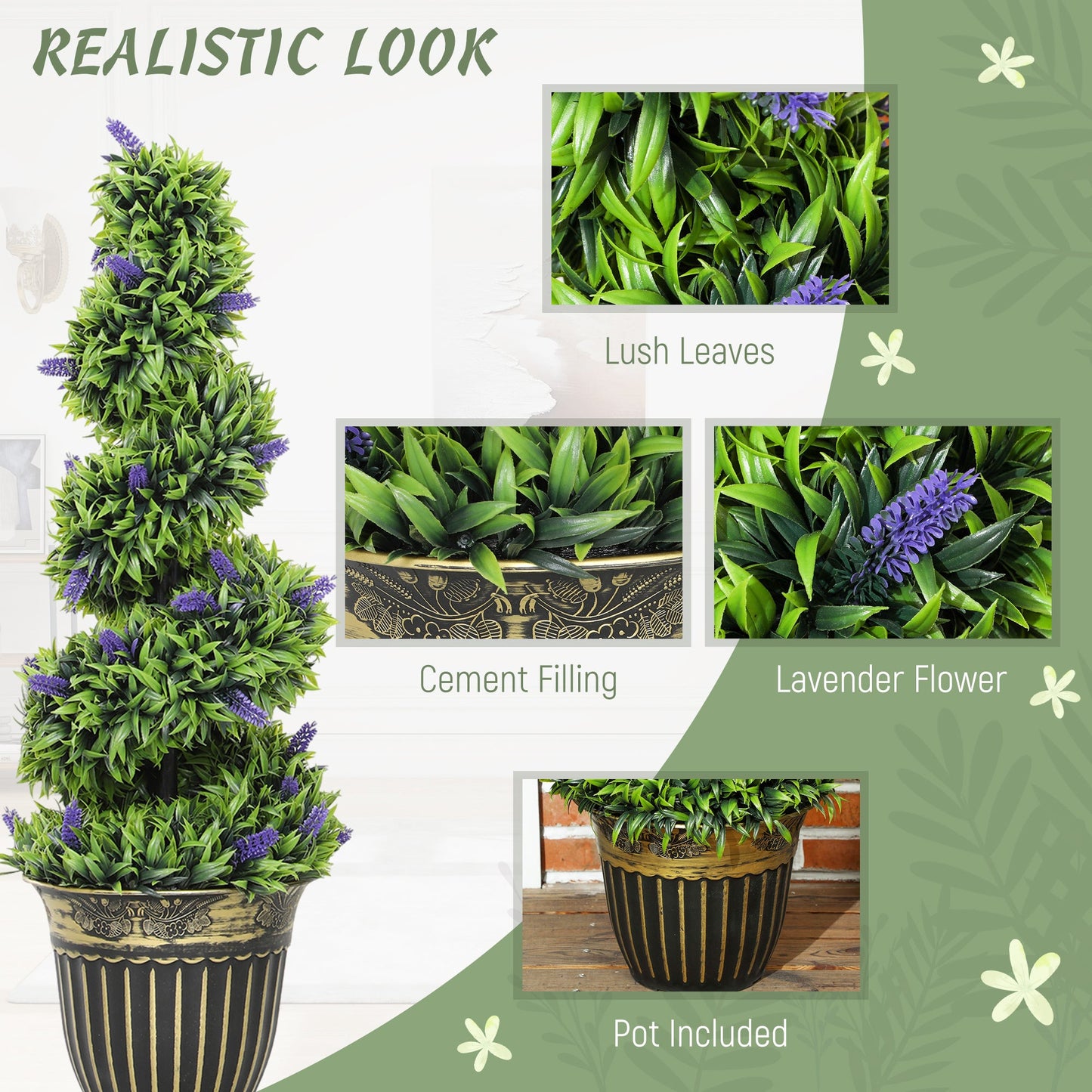 HOMCOM Set of Two 90cm Artificial Lavender Trees