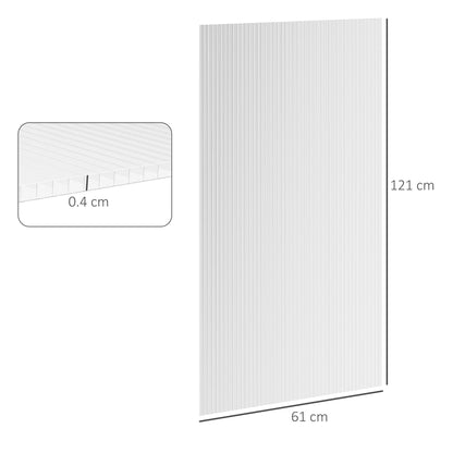 Outsunny 14 Pieces Polycarbonate Sheets, 121 x 61 x 0.4cm Twin-Wall Plastic Roofing Sheets, 10m Replacement Greenhouse Panels, Waterproof and UV Protection, Clear