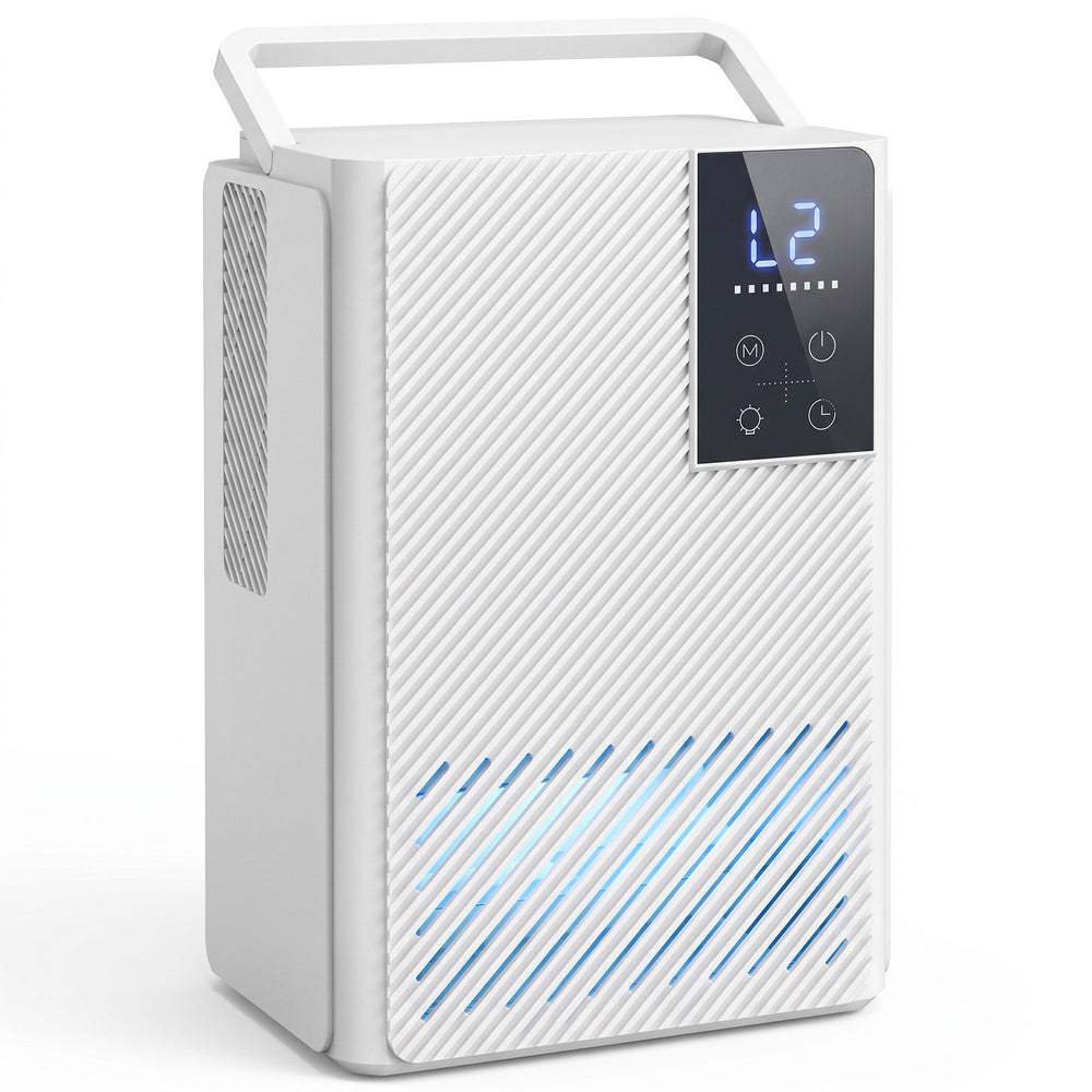 HOMCOM 400mL/Day Small Dehumidifier, RGB Mood Lights, 24H Timer, LED Display, Dehumidifier for Home Damp, White