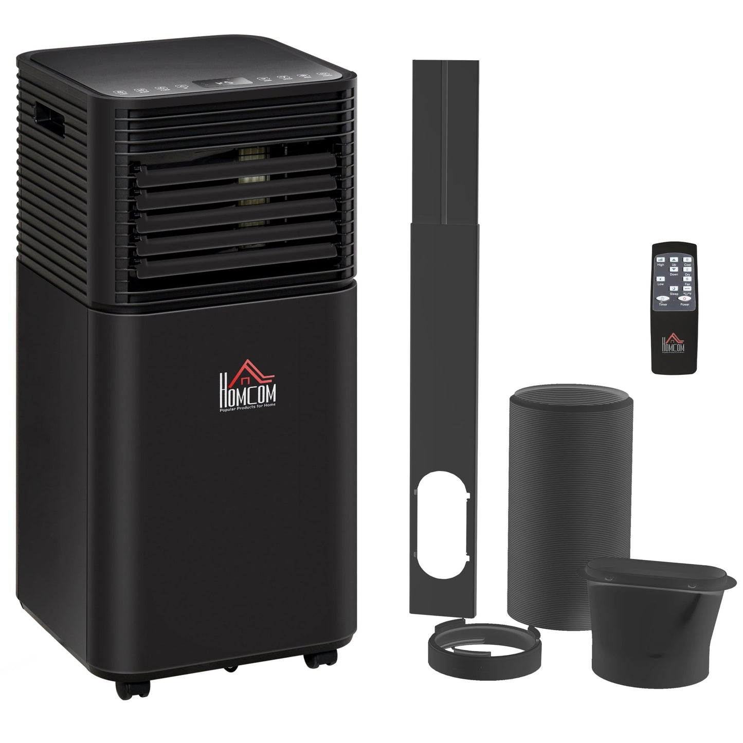 HOMCOM 7000 BTU 4-In-1 Portable Air Conditioner Unit Cooling Dehumidifying Ventilating for Room up to 15m_, with Fan, Remote, 24H Timer, Window Mount Kit, R290, A Energy Efficiency