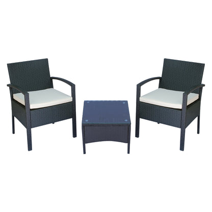 Outsunny 2 Seater Rattan Bistro Set, Steel-Black