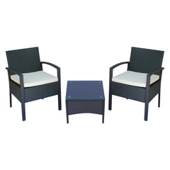 Outsunny 2 Seater Rattan Bistro Set, Steel-Black