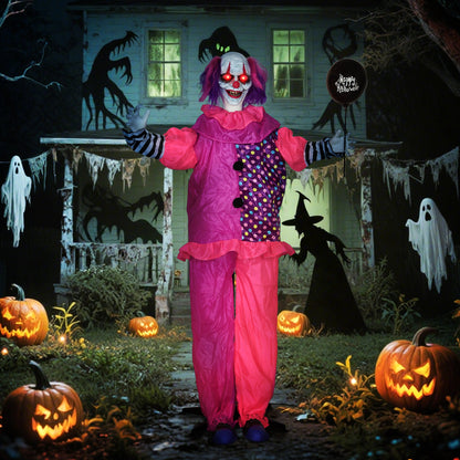 Outsunny 5â²7â³ Scary Animated Clown Decoration - Pink/Purple