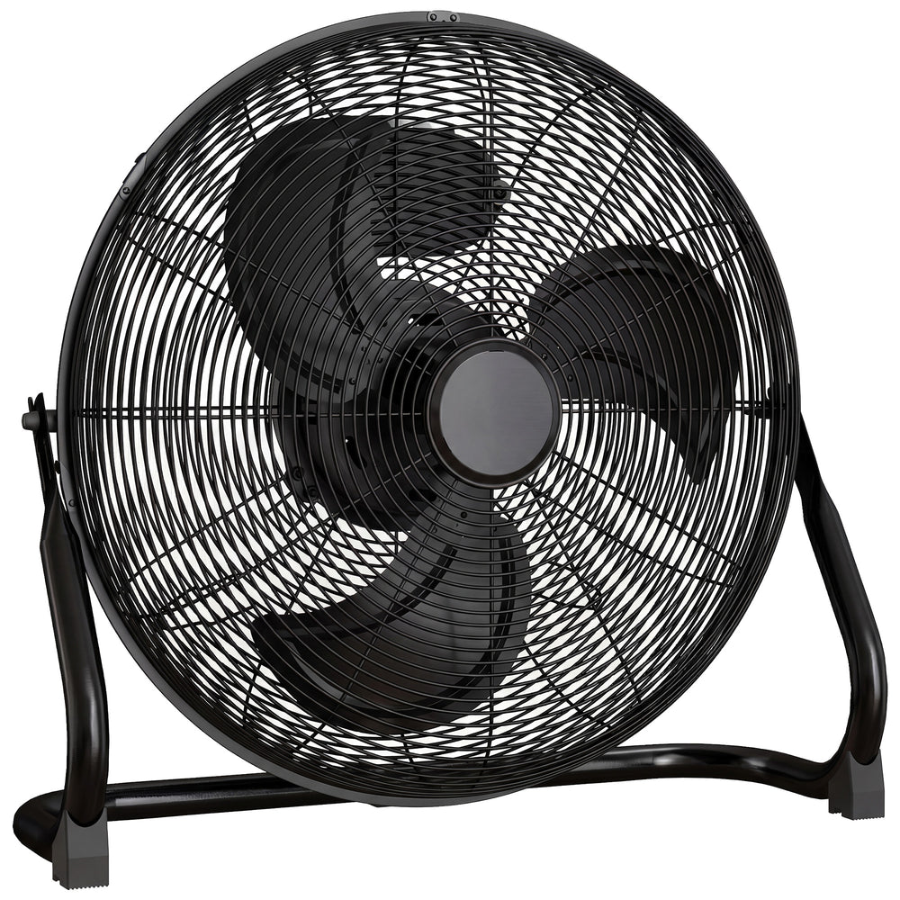 HOMCOM Metal Floor Fan with Tilting, High Velocity, 3 Speed, Portable Gym Fan for Home Office, Black
