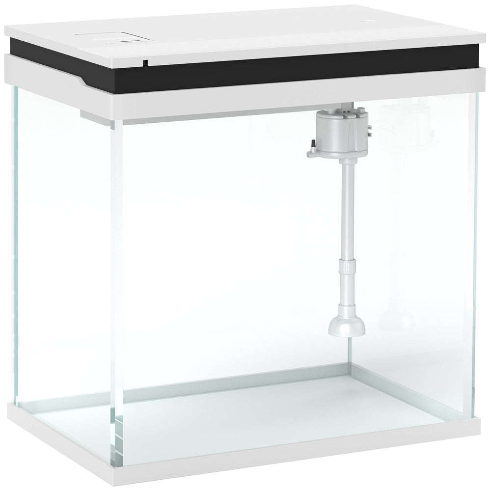 PawHut 26L Glass Fish Tank With Filter System, LED Lights, Water Pump, White