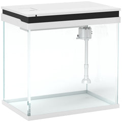 PawHut 26L Glass Fish Tank With Filter System, LED Lights, Water Pump, White