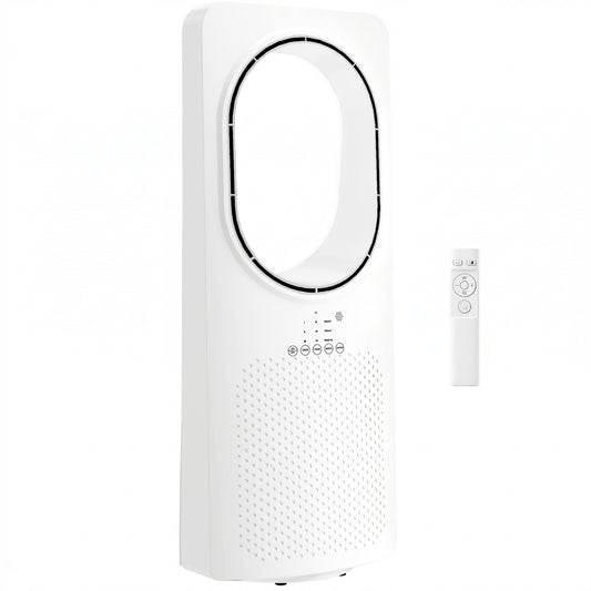 HOMCOM Bladeless Tower Fan for Bedroom, 36dB Standing Cooling Fan with Oscillating, 3 Speeds, 3 Modes, 15H Timer, White