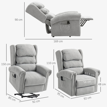 HOMCOM Velvet-Feel Electric Riser Recliner Chair - Grey