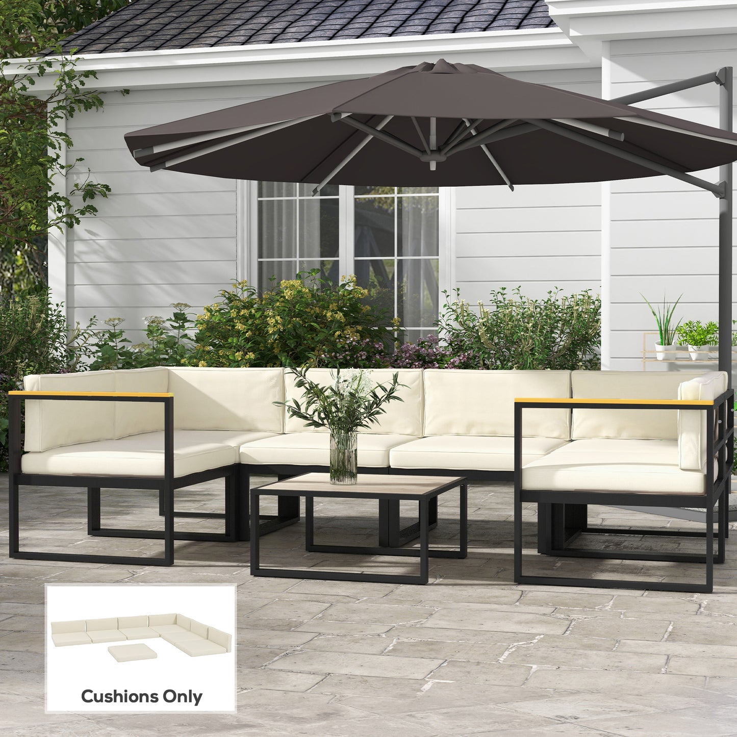 Outsunny Set of 14 Dining Set Cushions - Cream