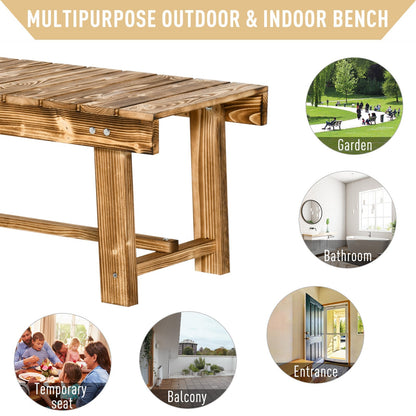 Outsunny 1 Piece 2-seater Outdoor Indoor Wooden Garden Bench Fir Patio Loveseat, 110L x 38W x 35Hcm, Carbonised