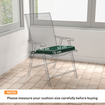 Outsunny Set of 6 Chair Cushion Seat Pads Dining Chair w/ Straps, Indoor Outdoor Removable Tie On Garden Patio, Green