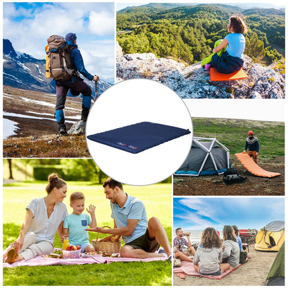 Outsunny 2 Person Camping Inflating Sleeping Mat Inflatable Mattress Ultralight Folding Bed Portable Air Bed for Outdoor Backpacking Hiking Travel - Blue