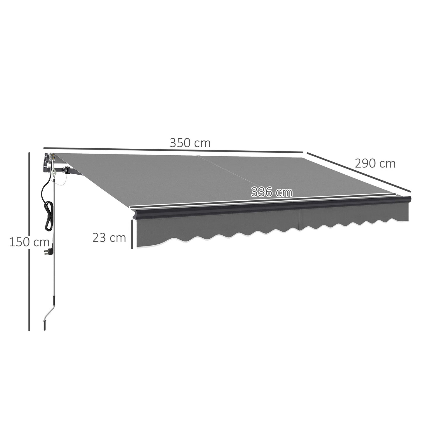 Outsunny 3.5 x 3m Electric/Manual Awning, with Remote - Dark Grey