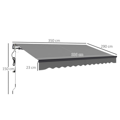 Outsunny 3.5 x 3m Electric/Manual Awning, with Remote - Dark Grey