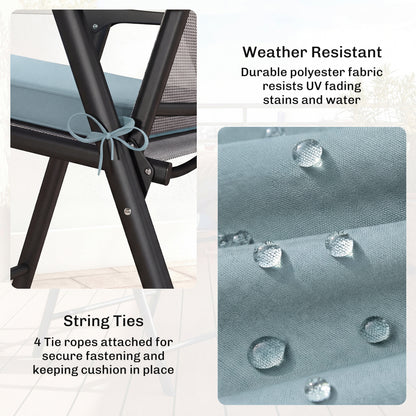 Outsunny Set of 6 Chair Cushion Seat Pads Dining Chair w/ Straps, Indoor Outdoor Removable Tie On Garden Patio, Light Grey