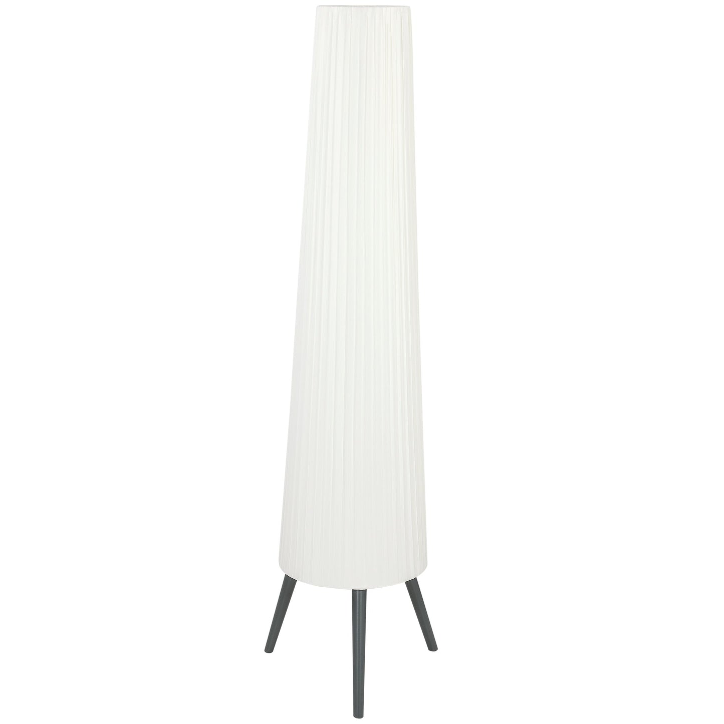 HOMCOM Dimmable Tripod Floor Lamp with Foot Switch, Nordic Standing Lamp with Fabric Shade, 153cm, White and Grey