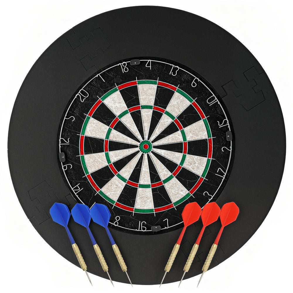 SPORTNOW Professional Bristle Dartboard Set with EVA Surround Ring, 6 Steel Tip Darts, Black