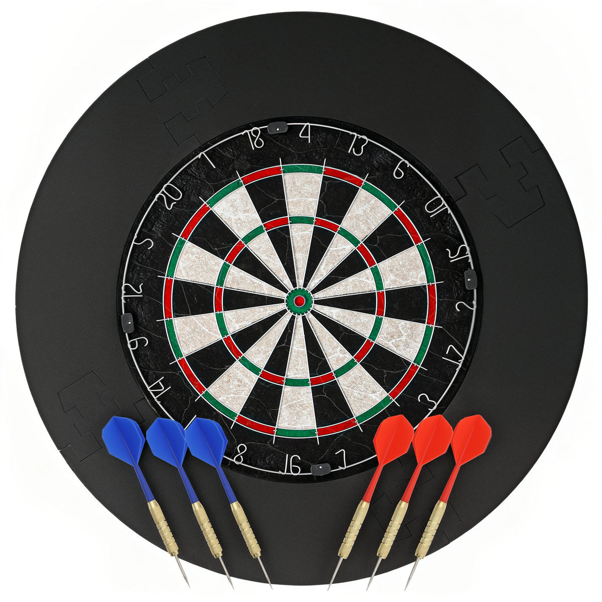 SPORTNOW Professional Bristle Dartboard Set with EVA Surround Ring, 6 Steel Tip Darts, Black