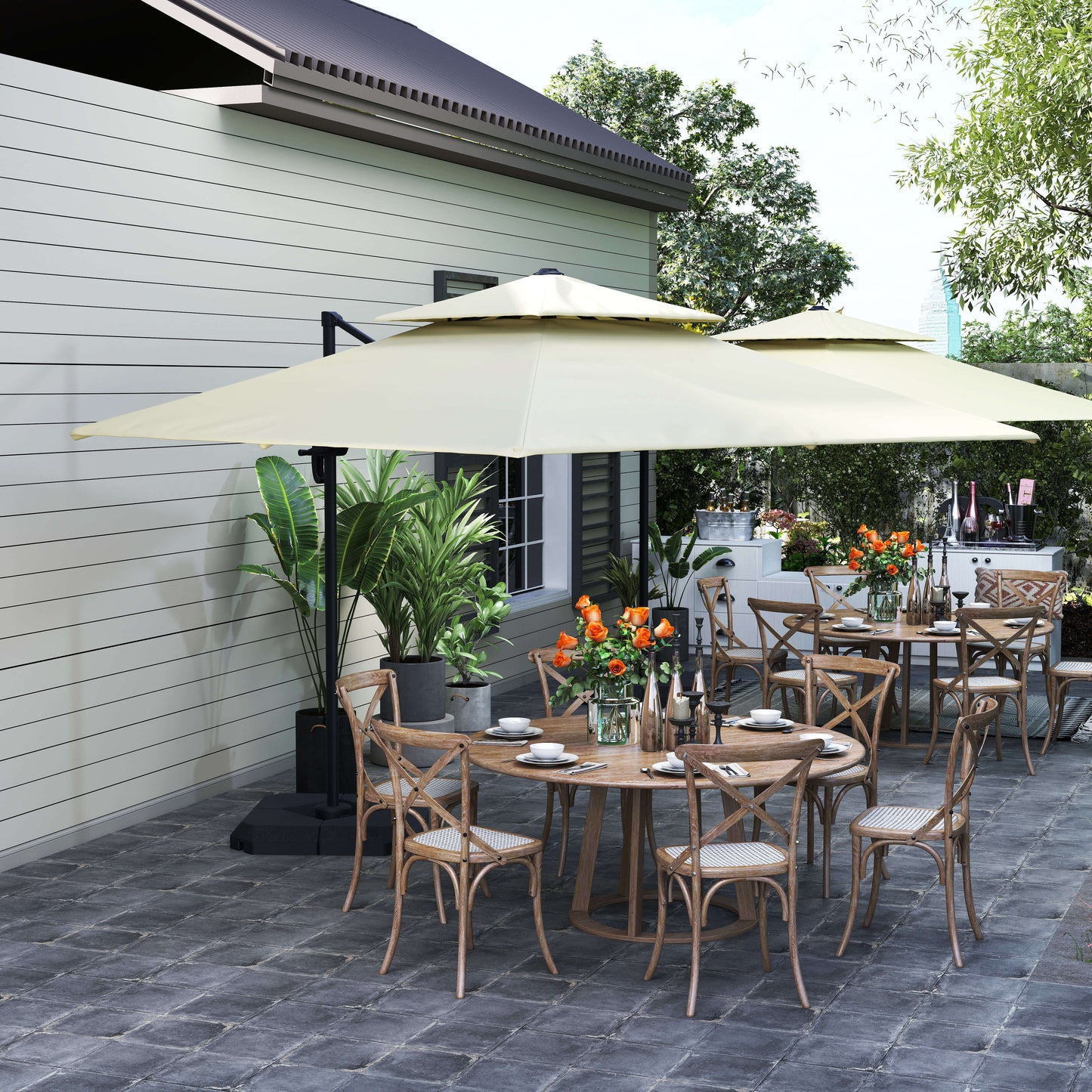 Outsunny Steel Frame Outdoor Roma Cantilever Umbrella