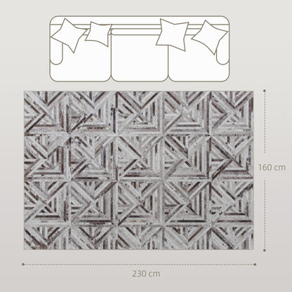 HOMCOM Modern Area Rug, Triangle Pattern Non-Slip Washable Rug, Chenille Floor Carpet for Living Room, Bedroom, Dining Room, Home Office, 230 x 160 cm, Brown