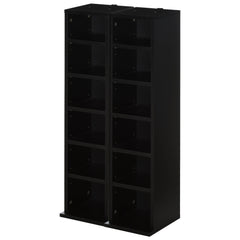 HOMCOM 204 CD Media Display Shelf Unit Set of 2 Blu-Ray Tower Rack w/ Adjustable Shelves Bookcase Storage Organiser, Black