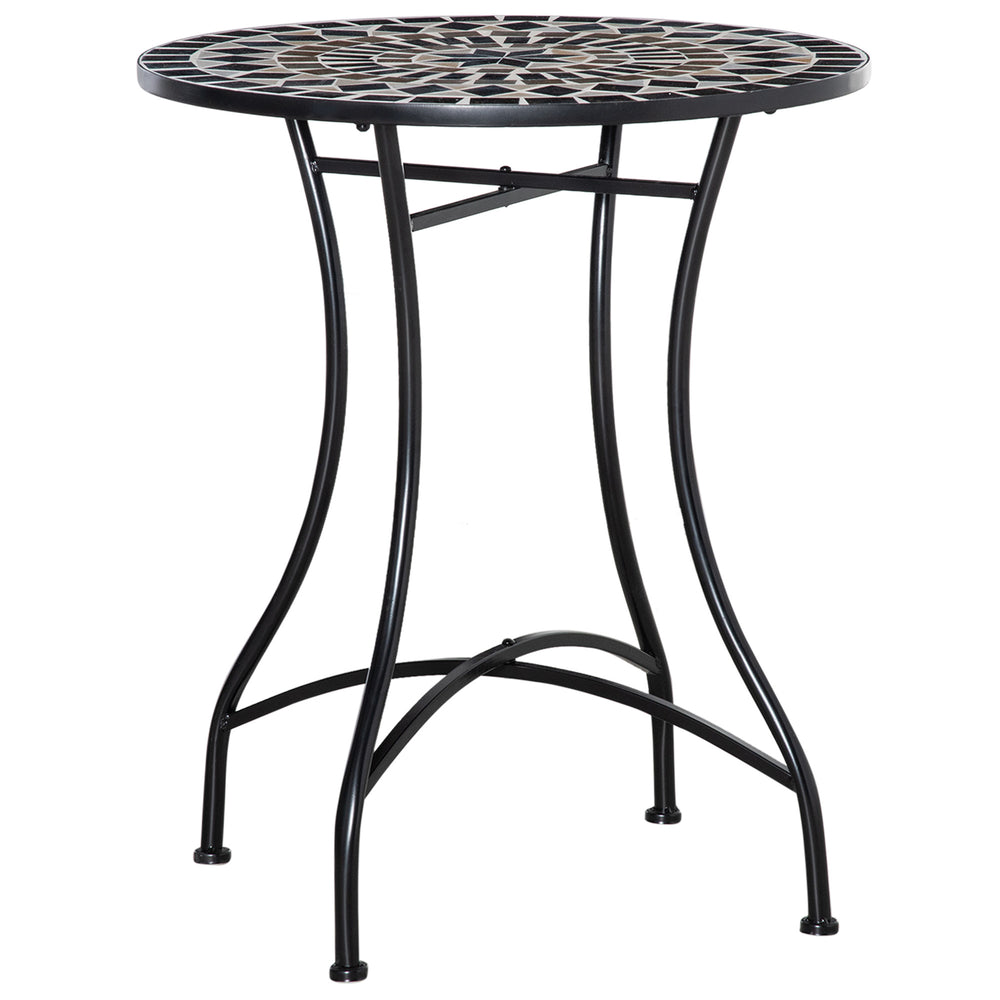 Outsunny Î¦60cm Mosaic Outdoor Patio Table - Black