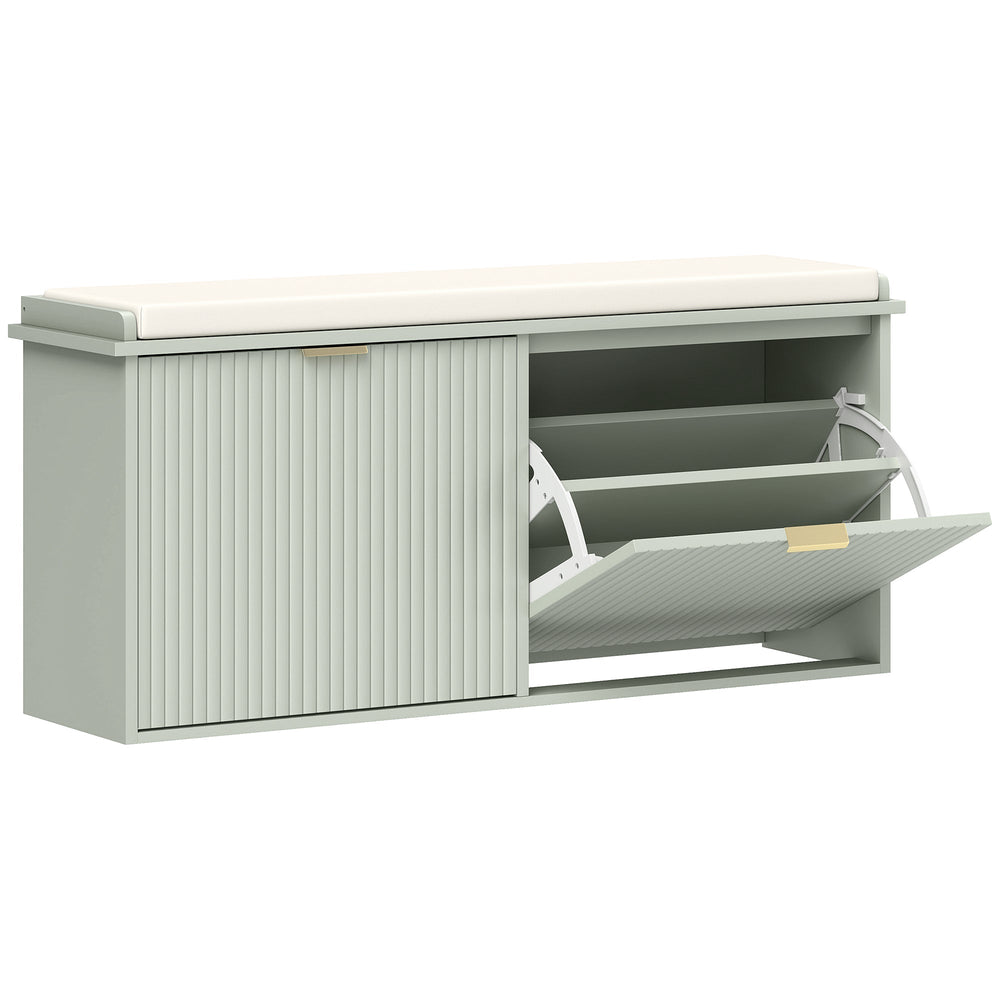 HOMCOM Elegant Ten Shoe Bench, with Top Seat - Green
