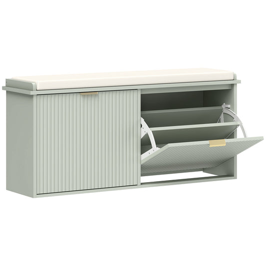 HOMCOM Elegant Ten Shoe Bench, with Top Seat - Green