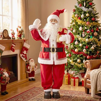 HOMCOM 5ft Life Size Singing Santa Claus, Animated Santa with Rotating Head, Waving Hand, Posable Arms, Sound Touch Activated