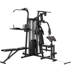SPORTNOW All-in-One Home Gym Machine, Multifunctional Power Cage with 69 kg Weight Stack and Pulley System, Black