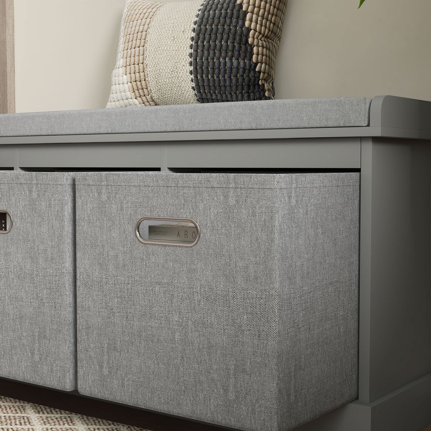 HOMCOM Three-Drawer Shoe Storage Bench, with Padded Top Seat - Grey