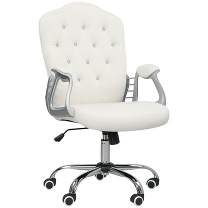 Vinsetto Velvet-Feel Work Chair, with Diamante Back - Cream