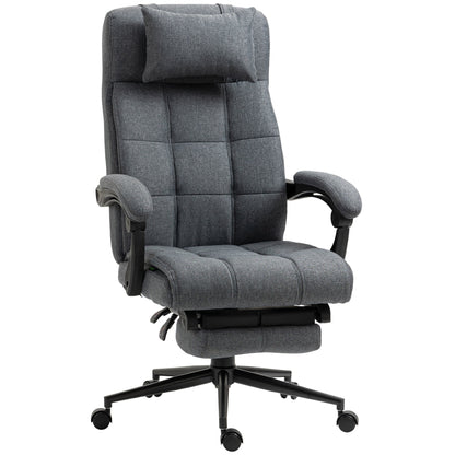 Vinsetto Office Chair with Footrest Ergonomic Office Chair with Armrests Lumber Support and Headrest, Dark Grey