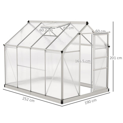 Outsunny 6 x 8ft Walk-In Greenhouse, with Sliding Door - Clear