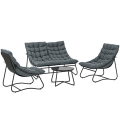 Outsunny Four-Piece Curved Seat Garden Sofa Set - Grey/Black