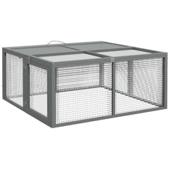 PawHut Folding Rabbit Run Wooden Large Rabbit Hutch for 2-3 Rabbits, Grey
