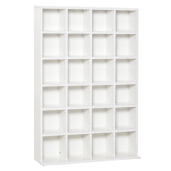 HOMCOM CD Storage Unit with Adjustable Shelves, 89 x 130.5 cm, White