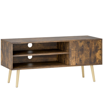 HOMCOM TV Stand up to 55 Inches, TV Unit with Open Shelves and Cable Holes - Brown