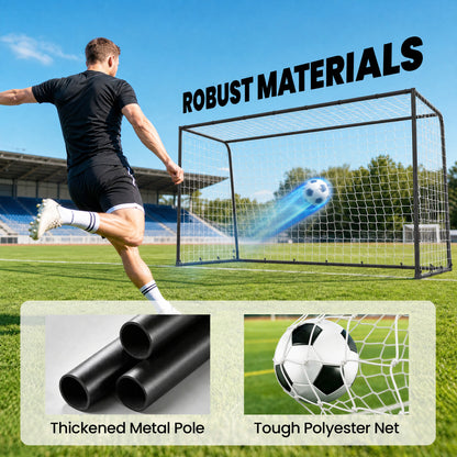 SPORTNOW Football Goal, 10 x 6.5ft Football Net with Ground Stakes and Metal Frame, Training Equipment for Indoor Outdoor Play