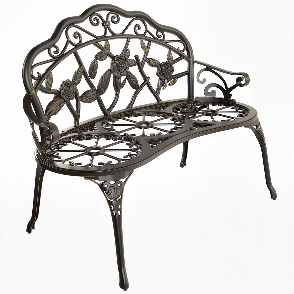 Outsunny Cast Aluminium Garden Bench - Bronze Tone