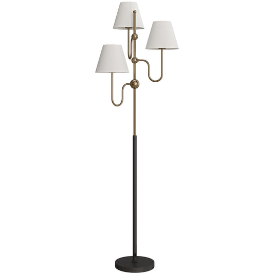 HOMCOM Floor Lamp, 165 cm Tall Standing Lamp with 3 Light and Foot Switch for Living Room, Bedroom, Bedside, Office, E27 Base Without Bulb (40W Max)